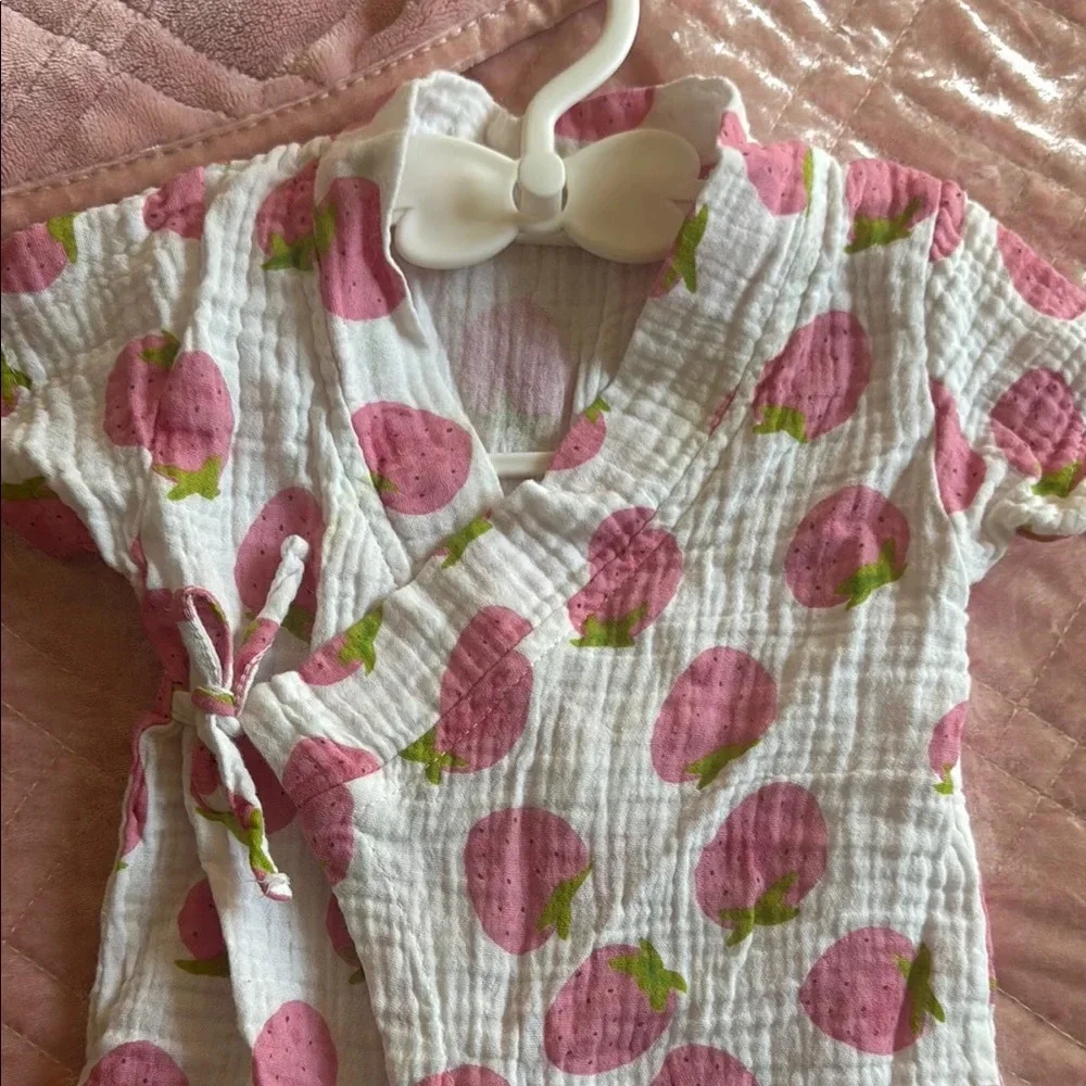 Strawberry Print Kimono Romper